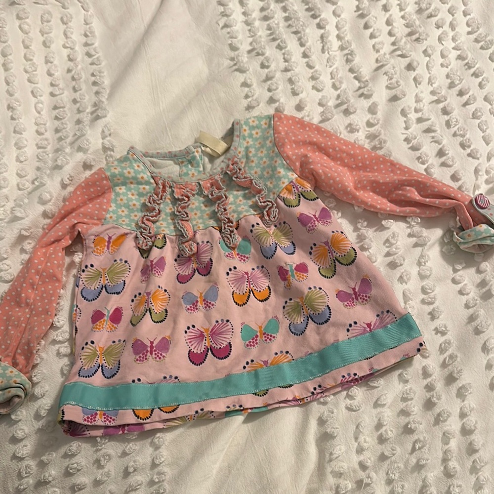 Colorful Butterfly Print Long Sleeve Top